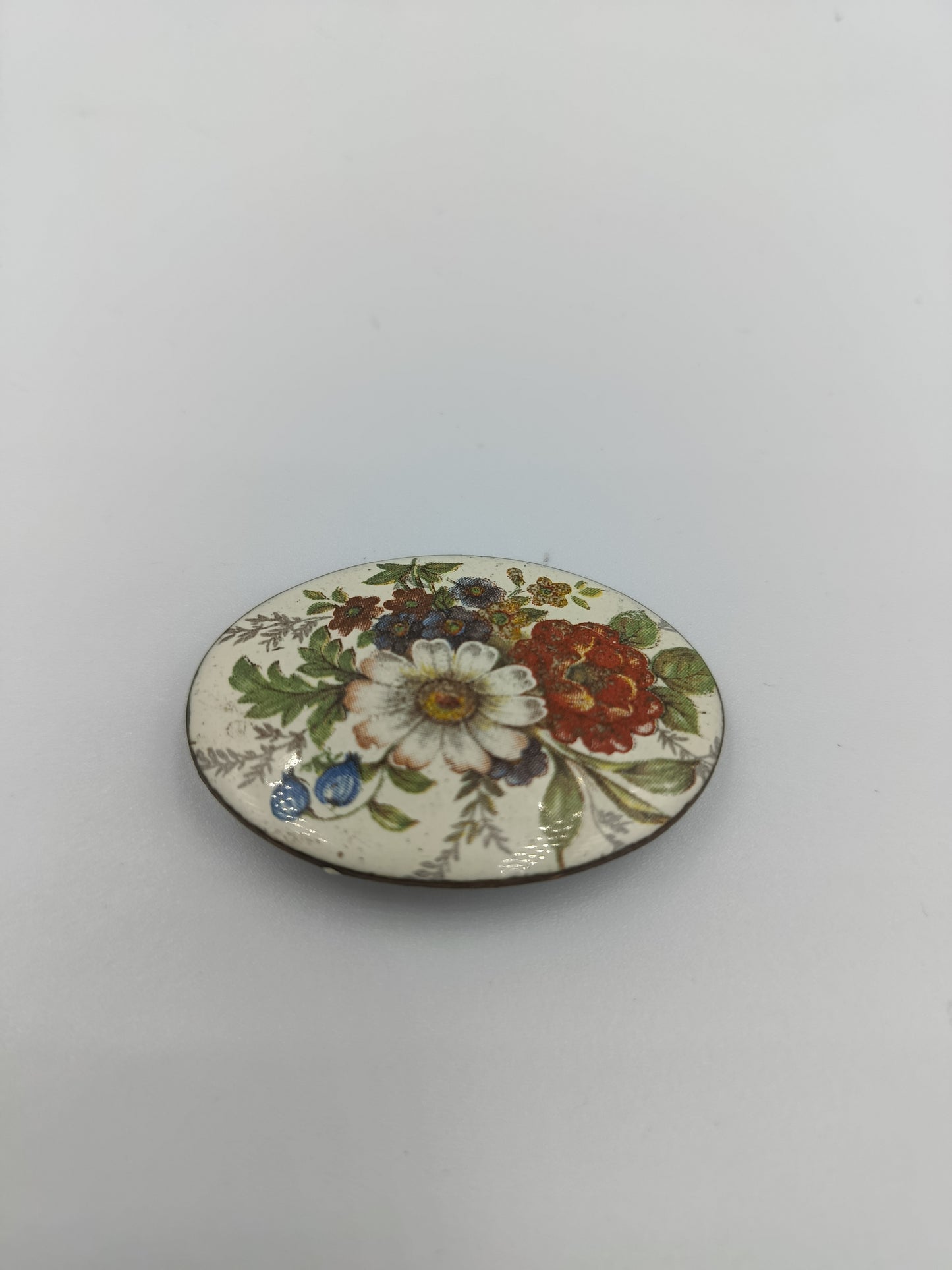 Vintage Emaille-Brosche mit Blumenmotiv