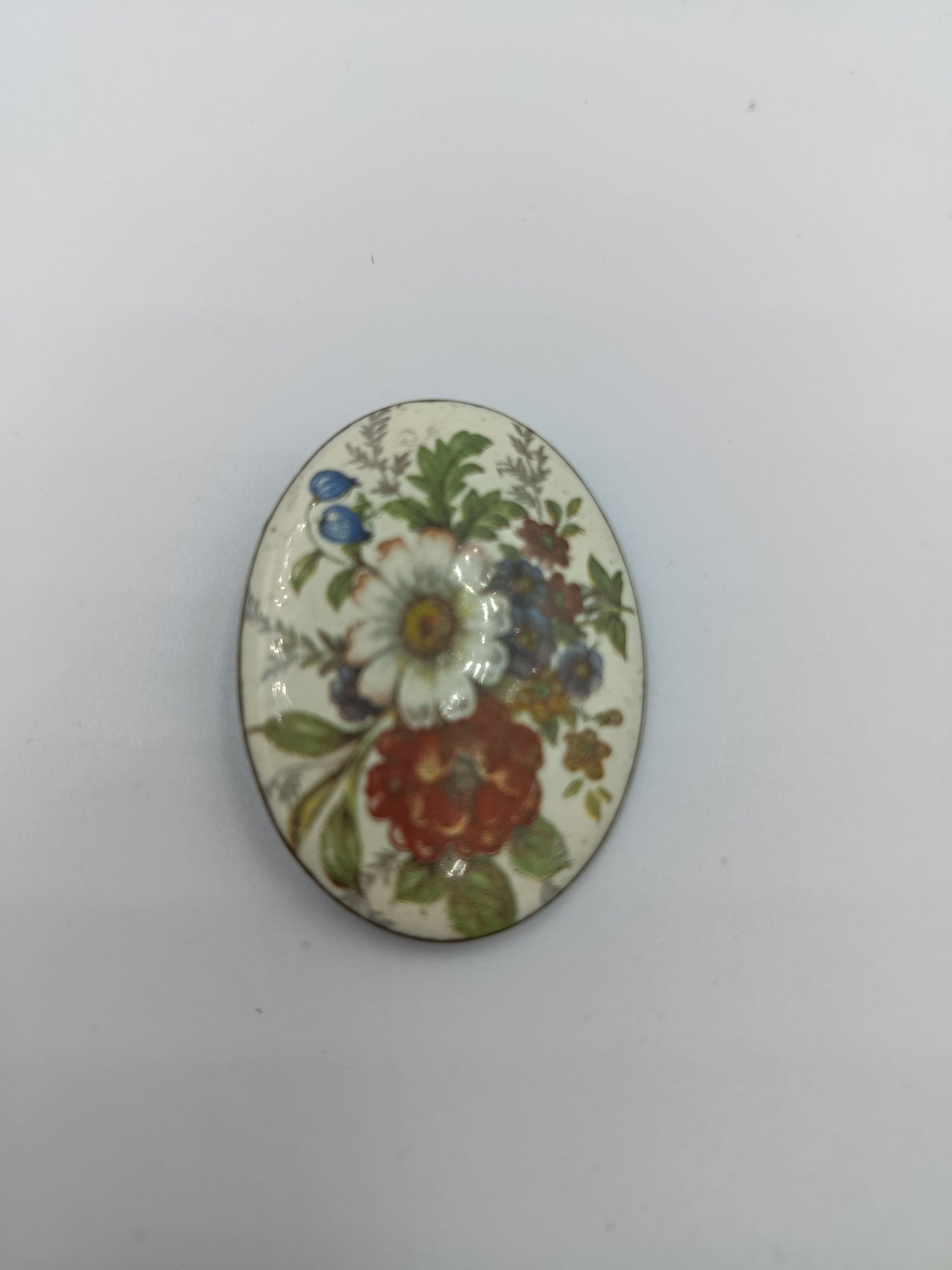 Vintage Emaille-Brosche mit Blumenmotiv