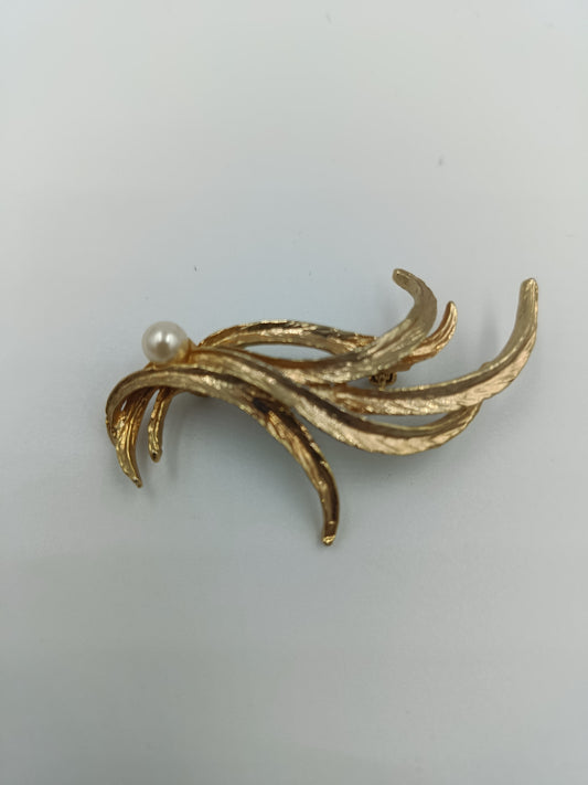 Elegante Vintage-Brosche in Goldoptik mit Perle