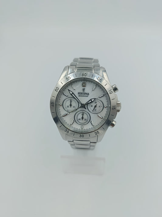 Uhr Festina Chronograph Diamond mit Perlmutt-Zifferblatt