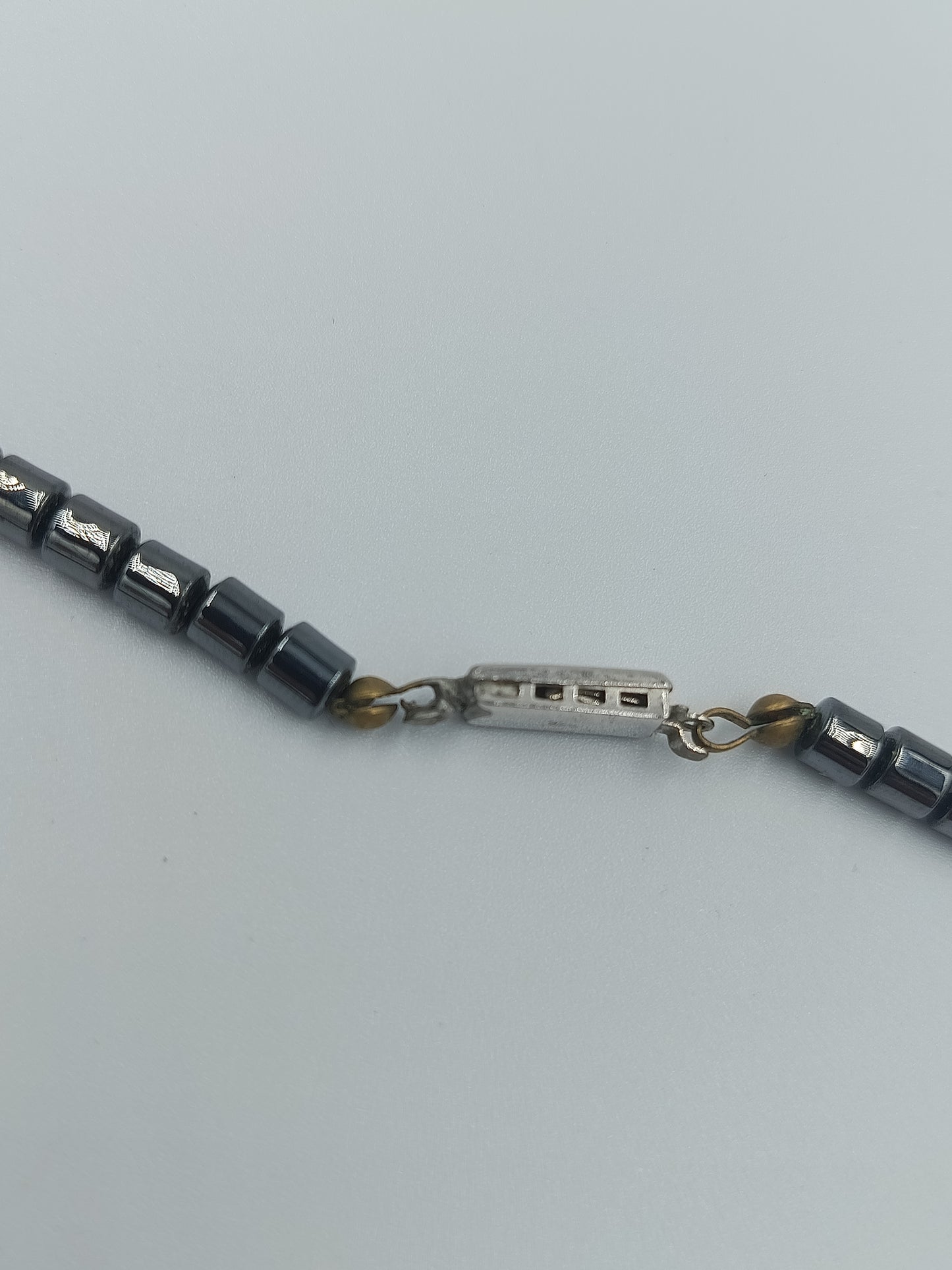Hämatit-Perlenkette mit Perlenimitat & Strass