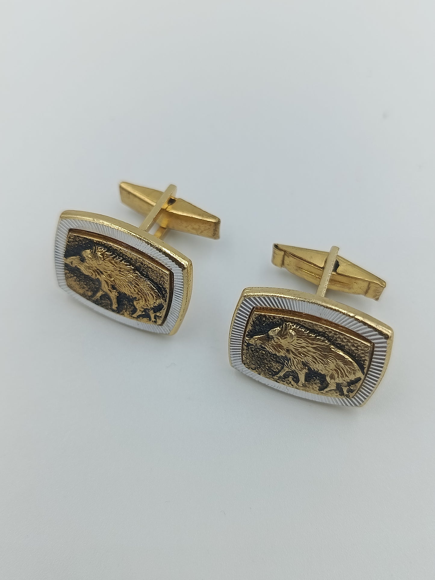 Vintage Manschettenknöpfe mit Wildschwein-Motiv