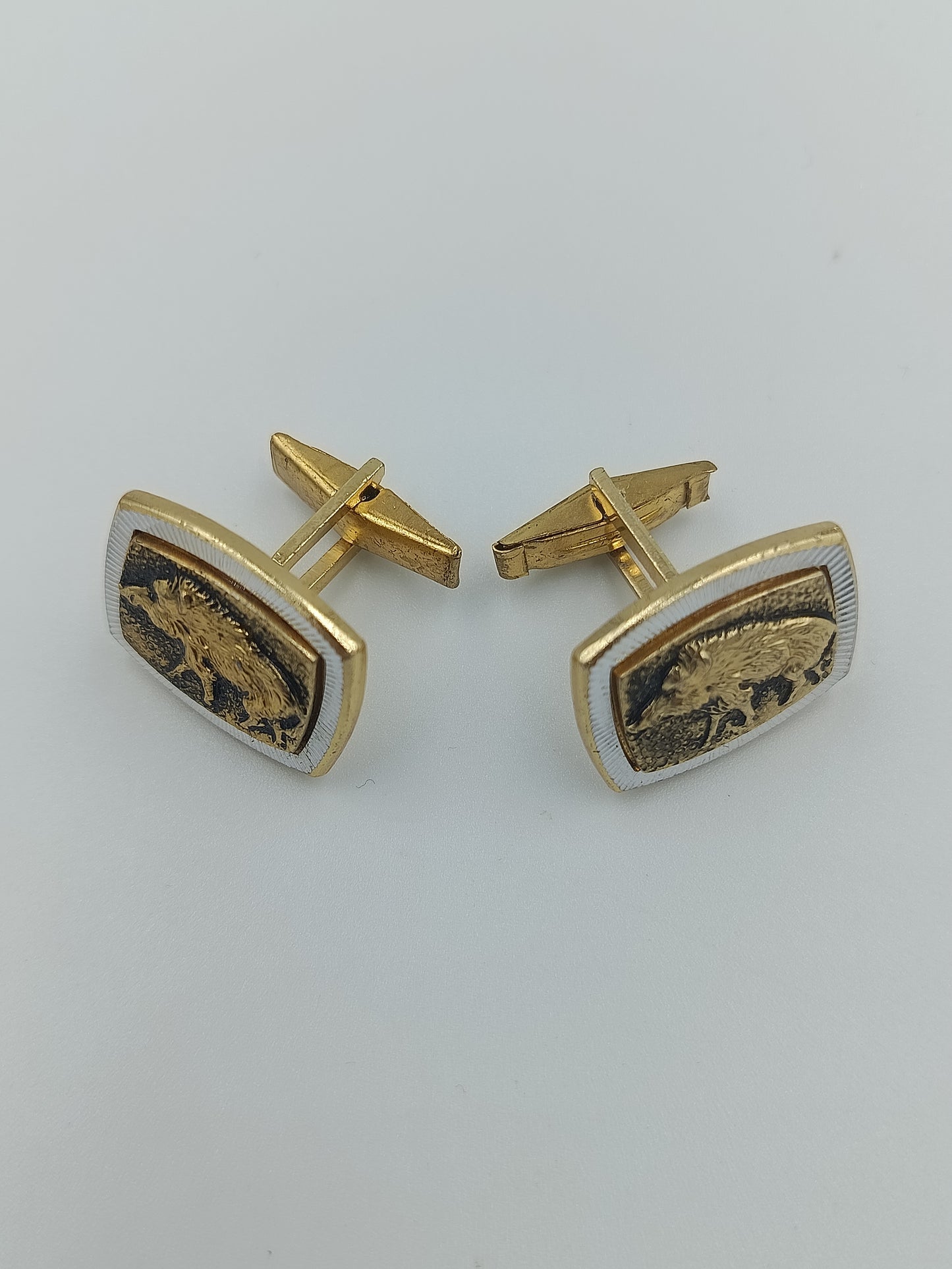 Vintage Manschettenknöpfe mit Wildschwein-Motiv