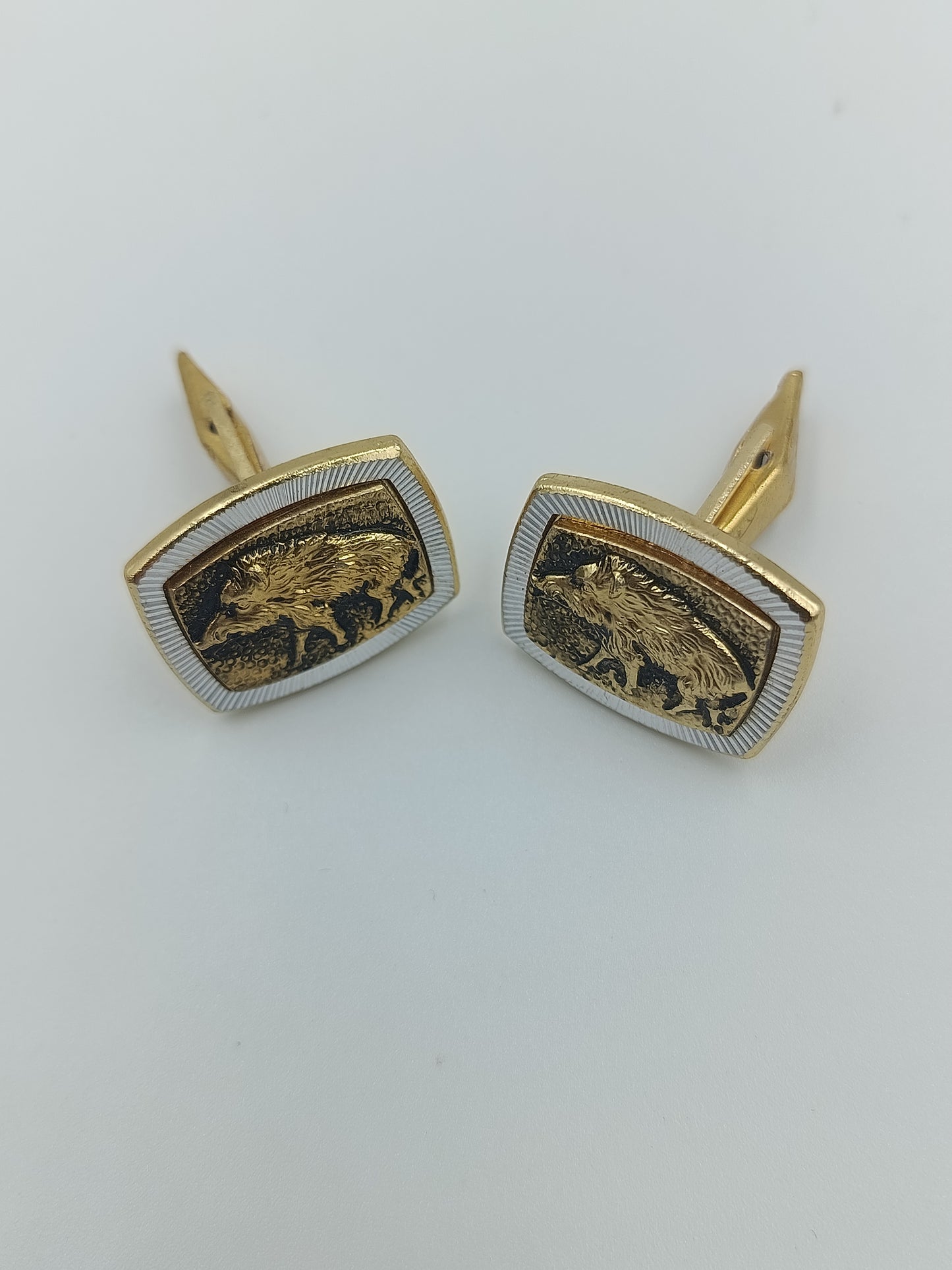Vintage Manschettenknöpfe mit Wildschwein-Motiv