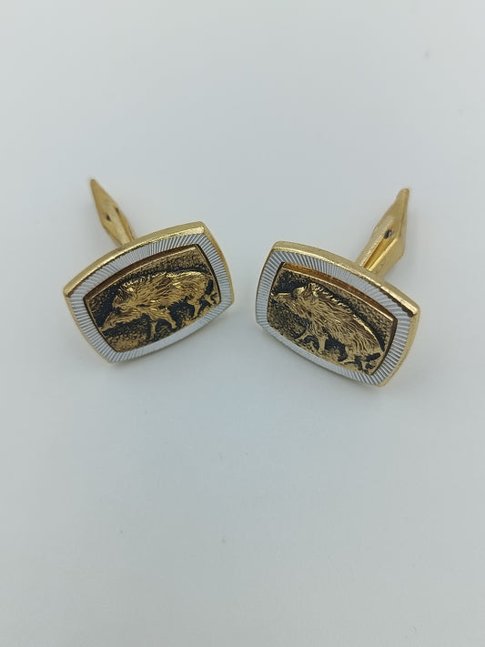 Vintage Manschettenknöpfe mit Wildschwein-Motiv