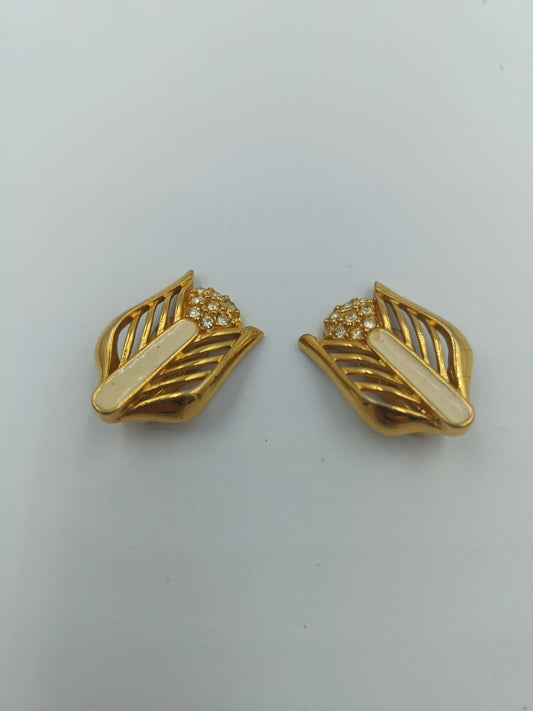 Vintage Clip-Ohrringe in Gold mit Strass