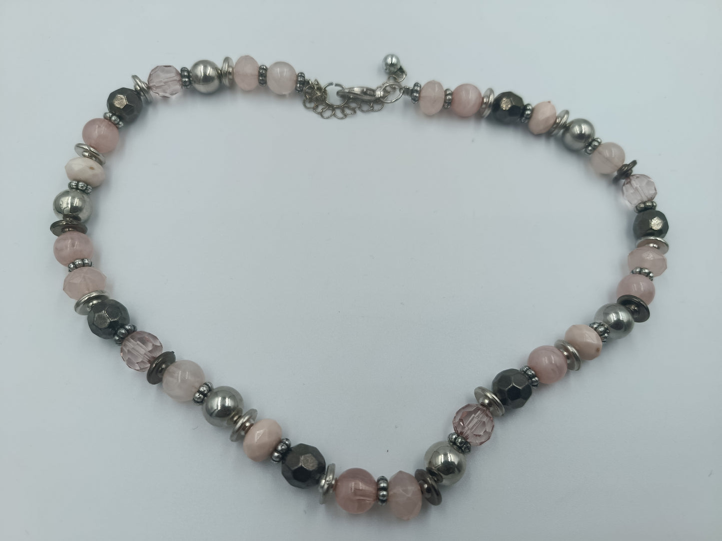 Halskette mit Rosenquarz-Perlen