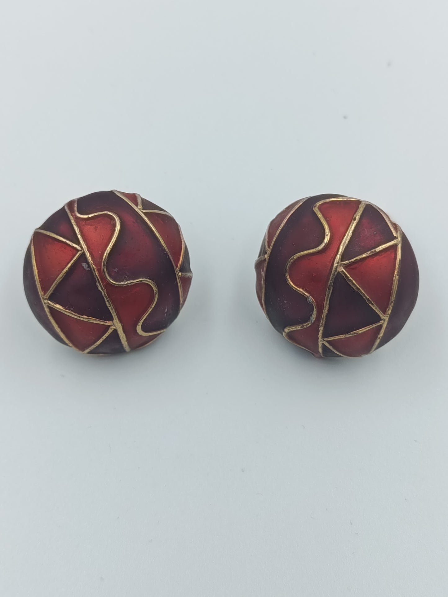 Runde Ohrclips im Rot-Gold-Design