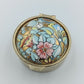 Runde Schmuckdose mit floraler Emaille
