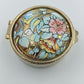 Runde Schmuckdose mit floraler Emaille