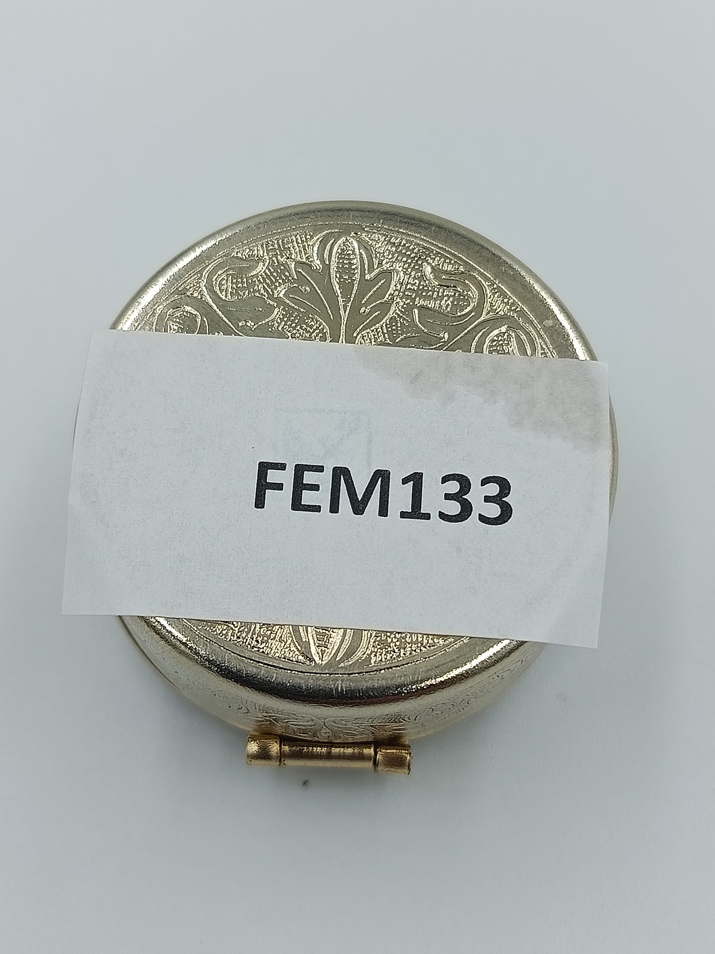 Runde Schmuckdose mit floraler Emaille