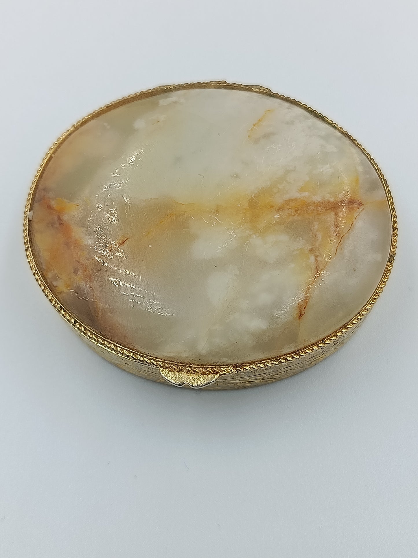 Runde Schmuckdose mit Onyx-Optik Deckel