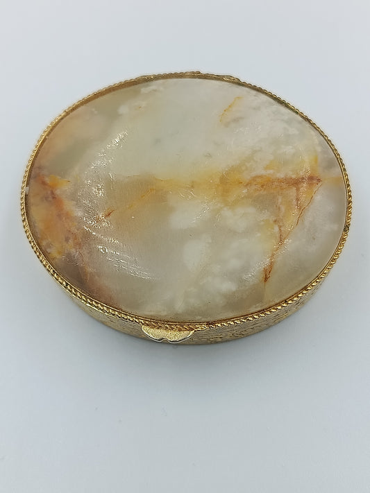 Runde Schmuckdose mit Onyx-Optik Deckel