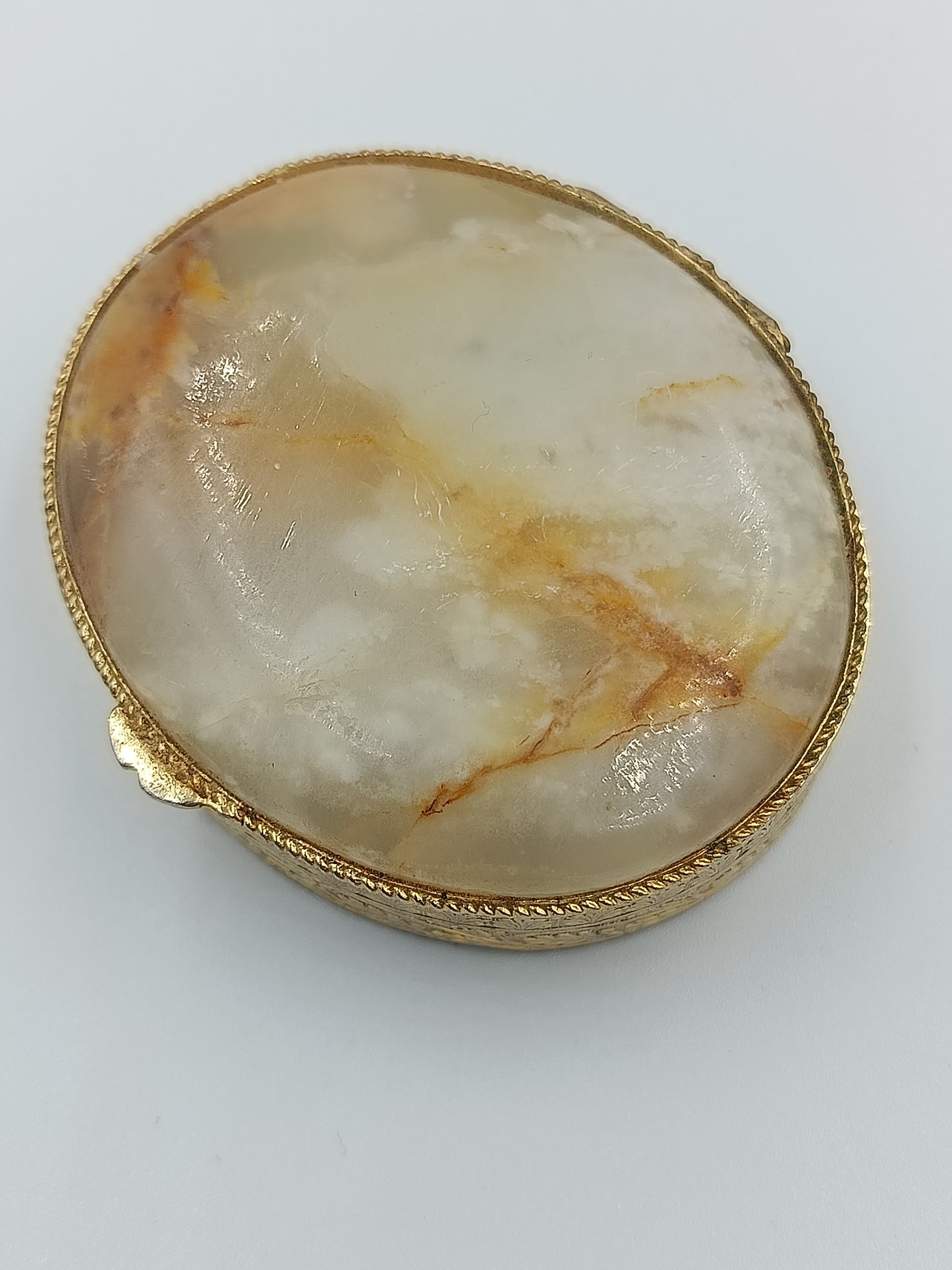 Runde Schmuckdose mit Onyx-Optik Deckel