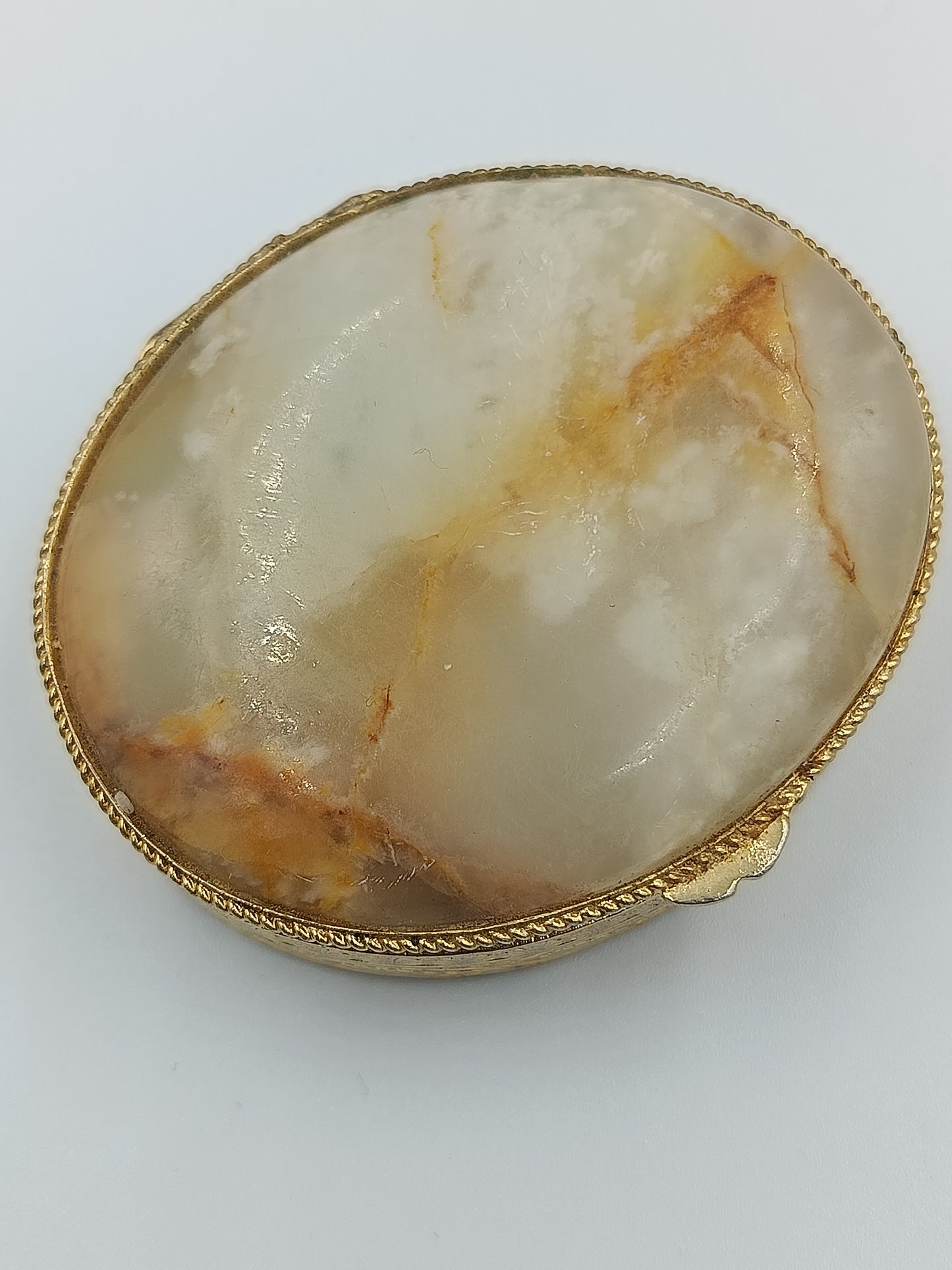 Runde Schmuckdose mit Onyx-Optik Deckel