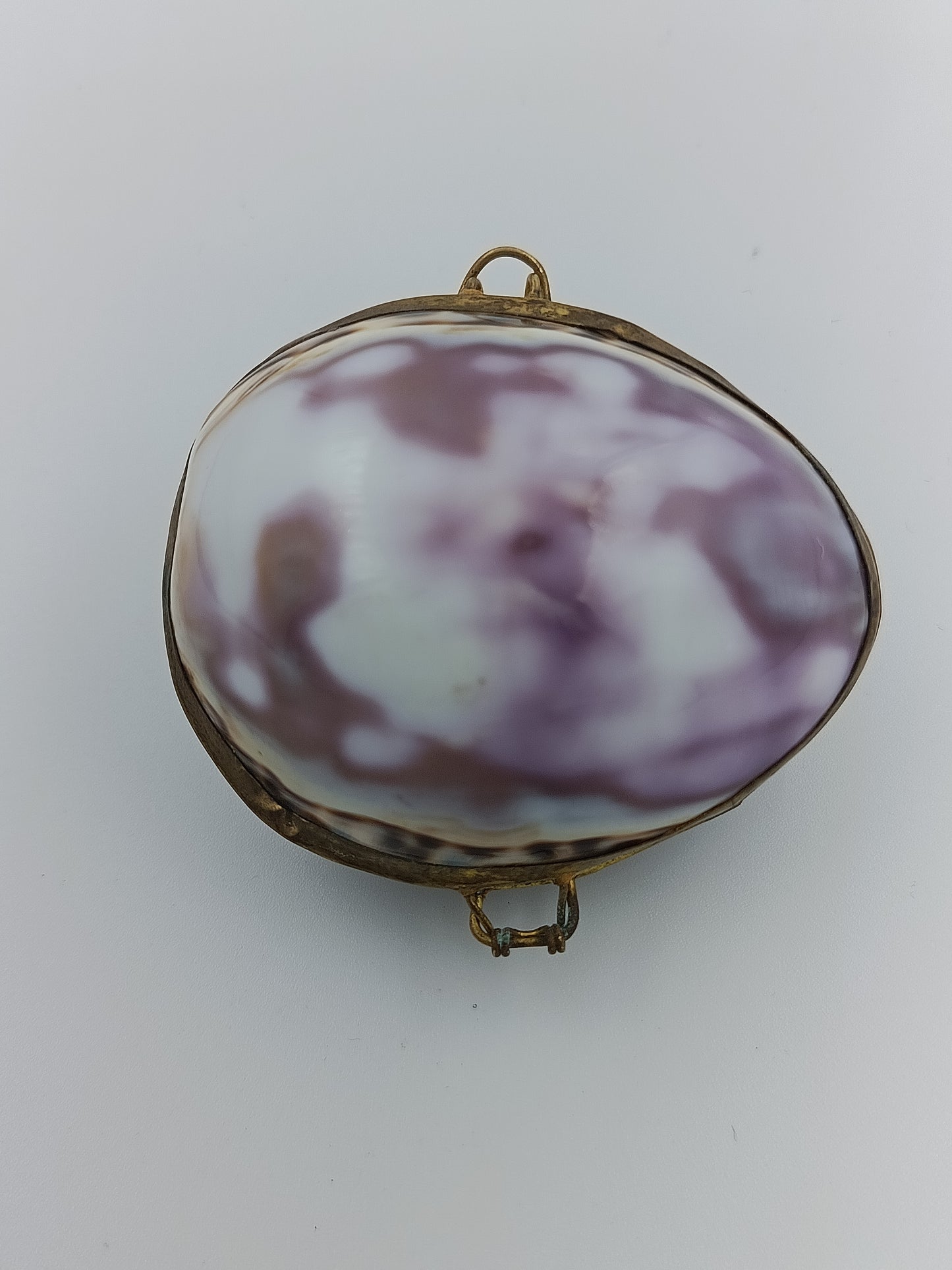 Muschel-Döschen mit Messingfassung