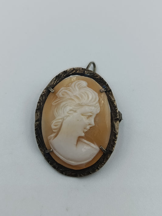 Antike Muschelkamee-Brosche/Pendant