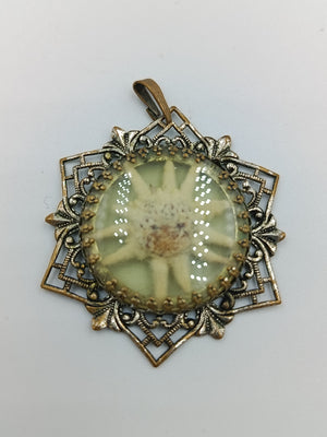 Vintage Edelweiß-Anhänger mit filigranem Rahmen