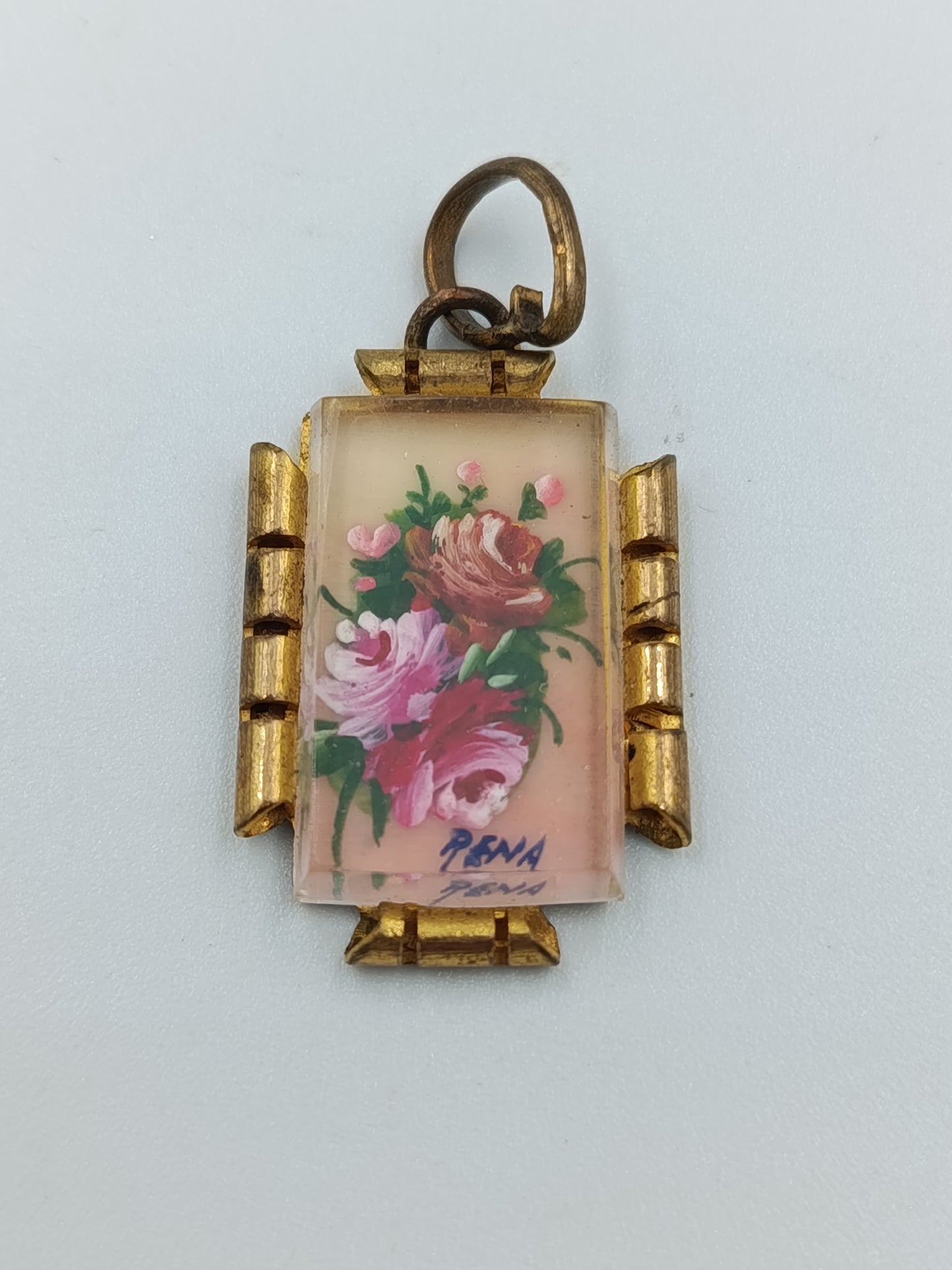 Handbemalter rechteckiger Blumen-Anhänger