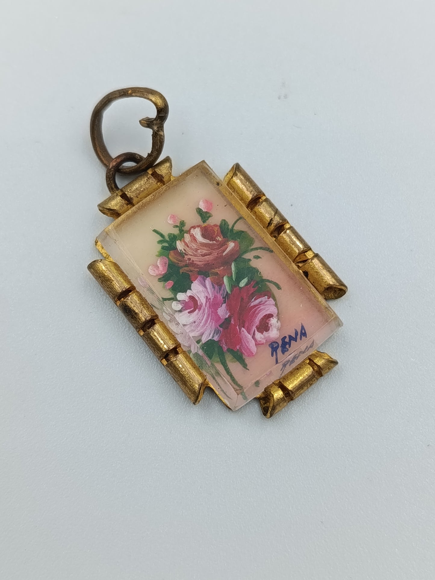 Handbemalter rechteckiger Blumen-Anhänger