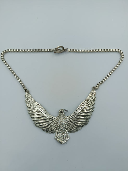 Statement-Collier mit Strass-Vogelmotiv
