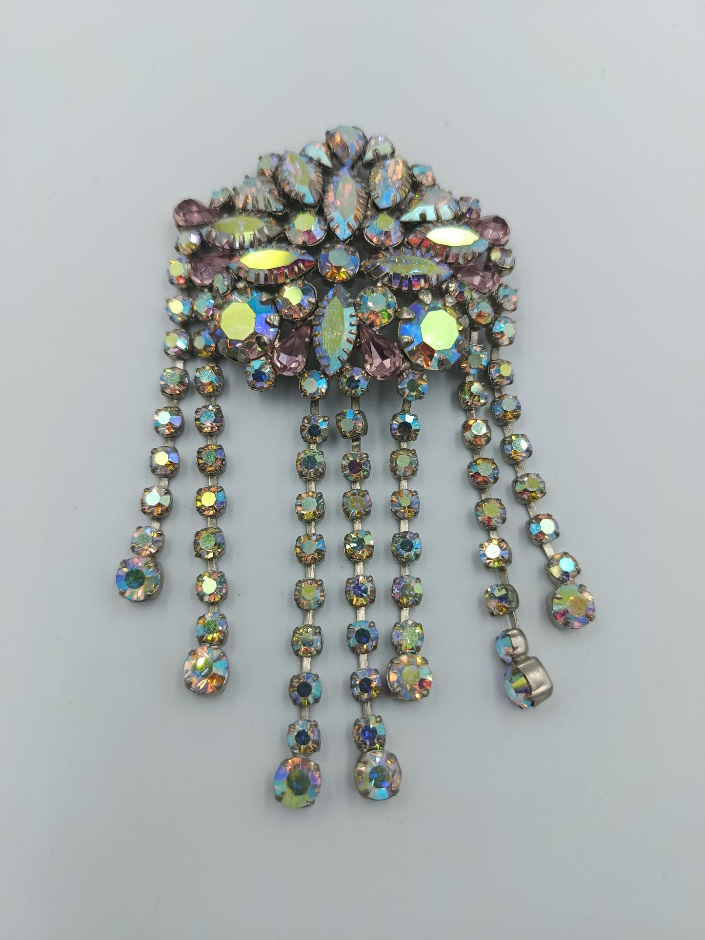 Vintage Strass-Brosche mit Fransen