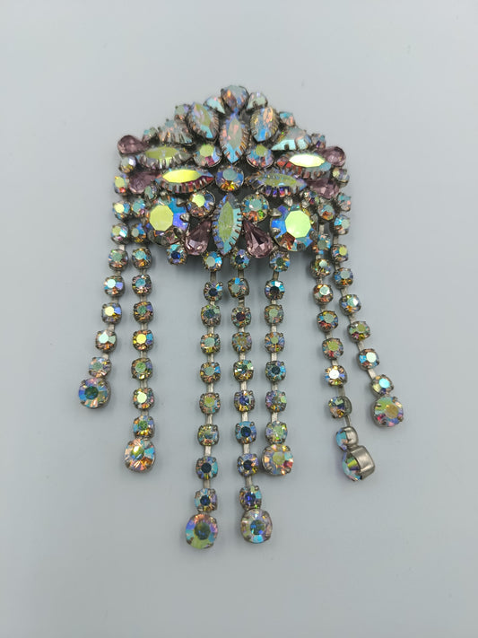 Vintage Strass-Brosche mit Fransen