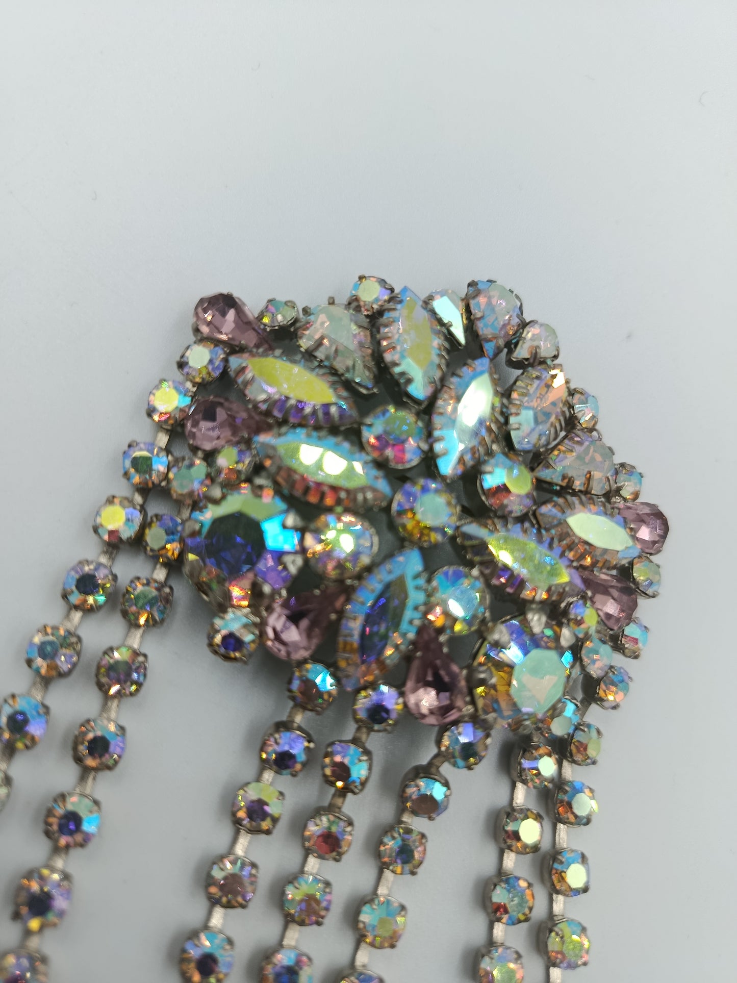 Vintage Strass-Brosche mit Fransen