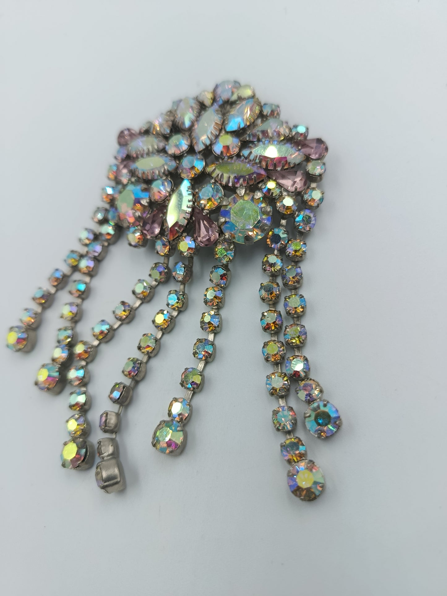 Vintage Strass-Brosche mit Fransen