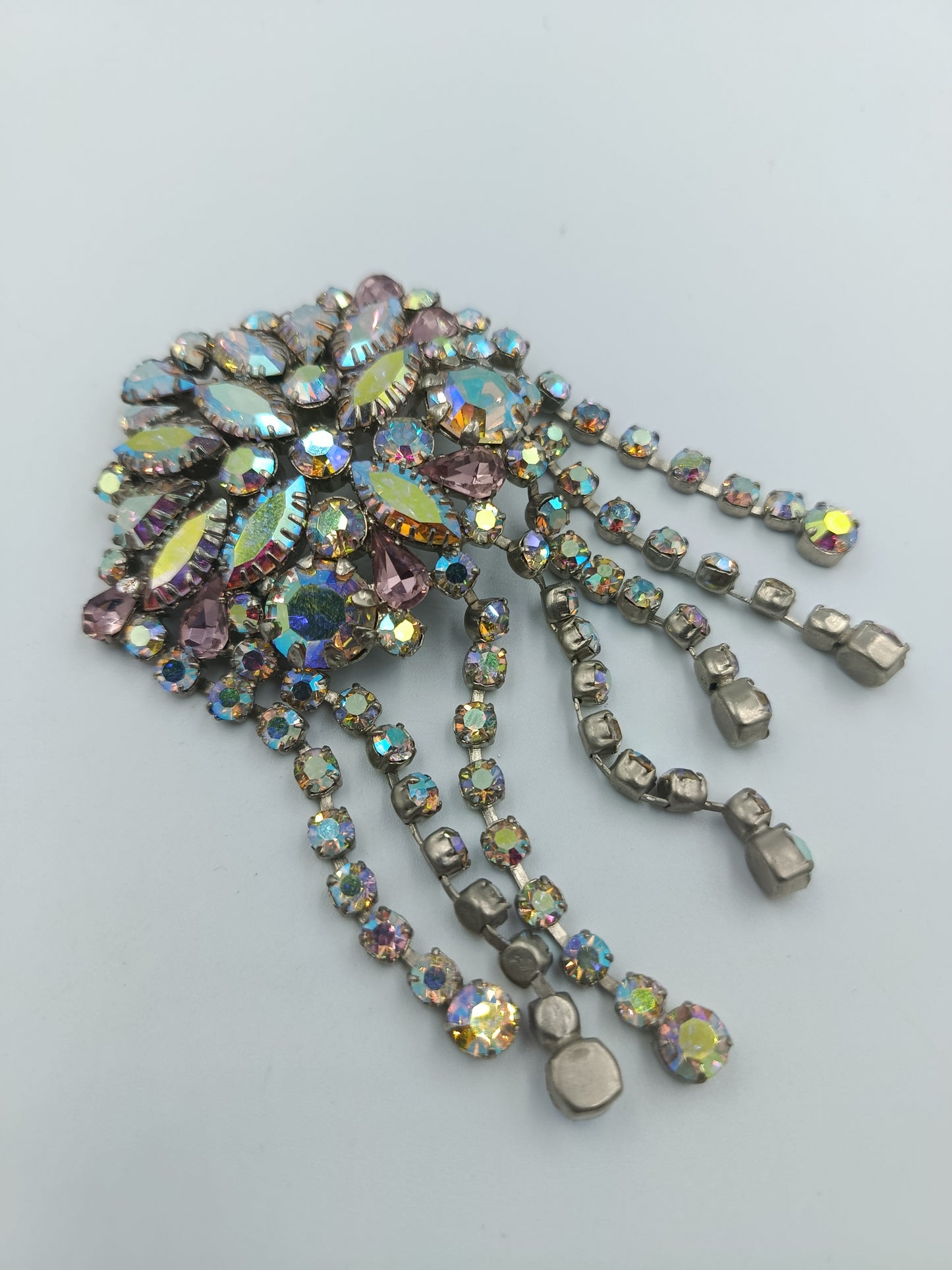 Vintage Strass-Brosche mit Fransen