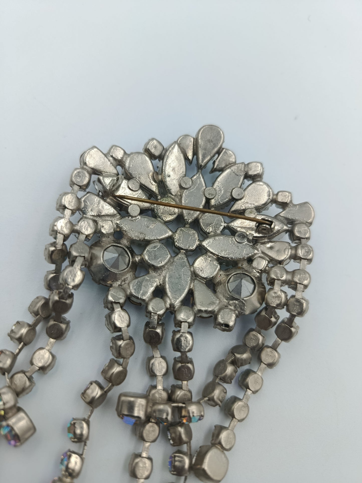 Vintage Strass-Brosche mit Fransen