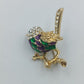 Vogel-Brosche mit Emaille und Strass
