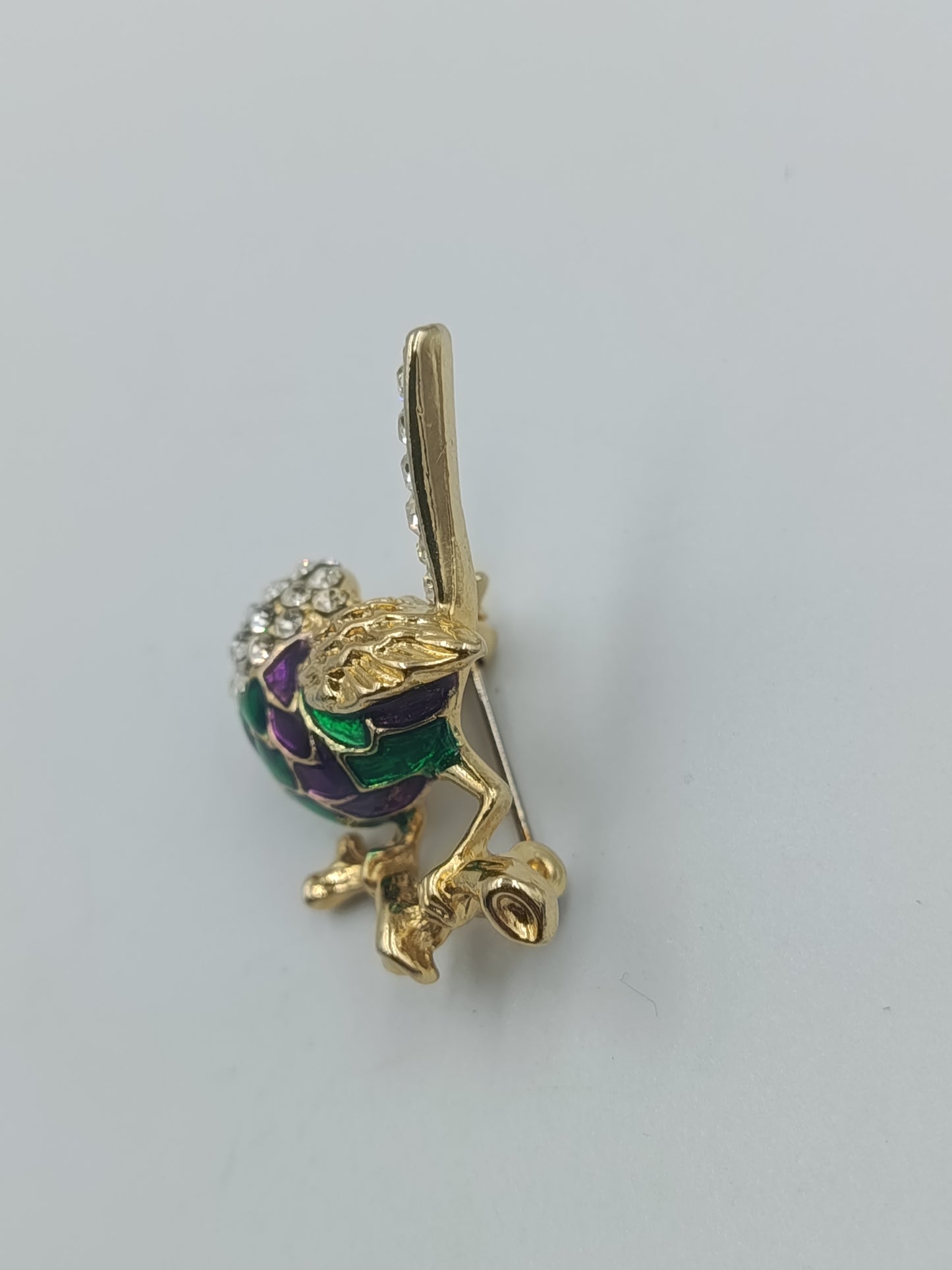 Vogel-Brosche mit Emaille und Strass