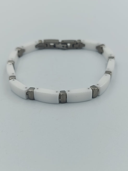 Boccia Titanium Armband mit weißer Keramik