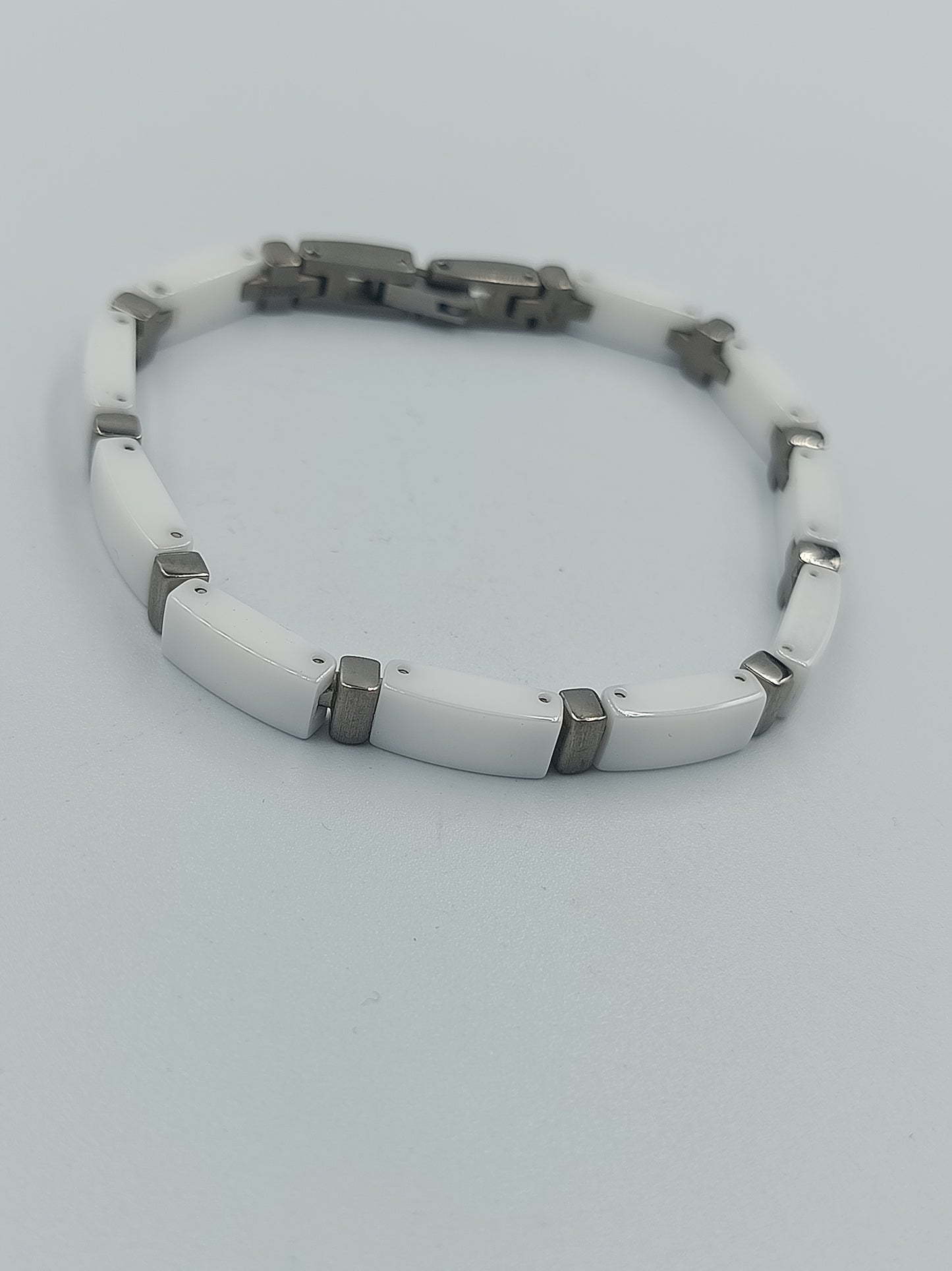 Boccia Titanium Armband mit weißer Keramik