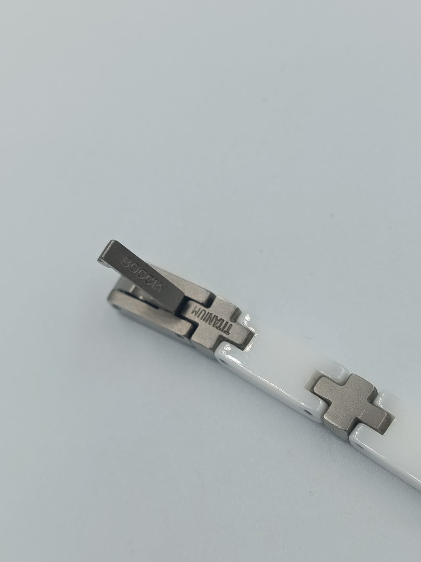 Boccia Titanium Armband mit weißer Keramik