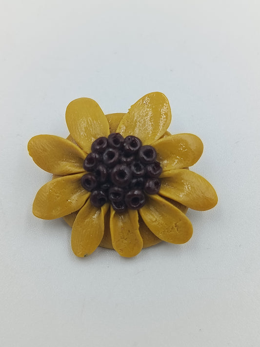 Handgemachte Sonnenblumen-Brosche