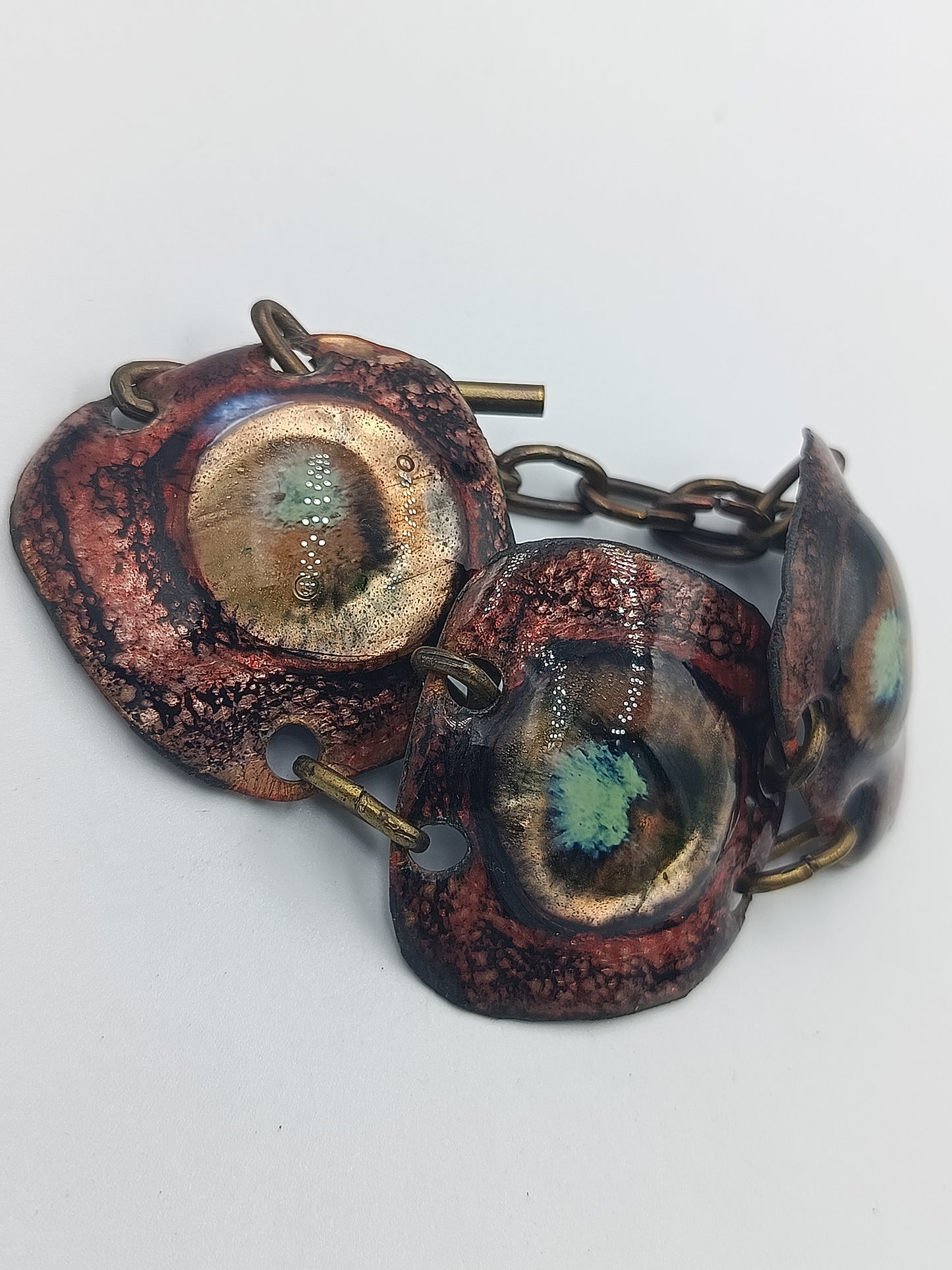 Vintage Kupferarmband mit Emaille-Elementen