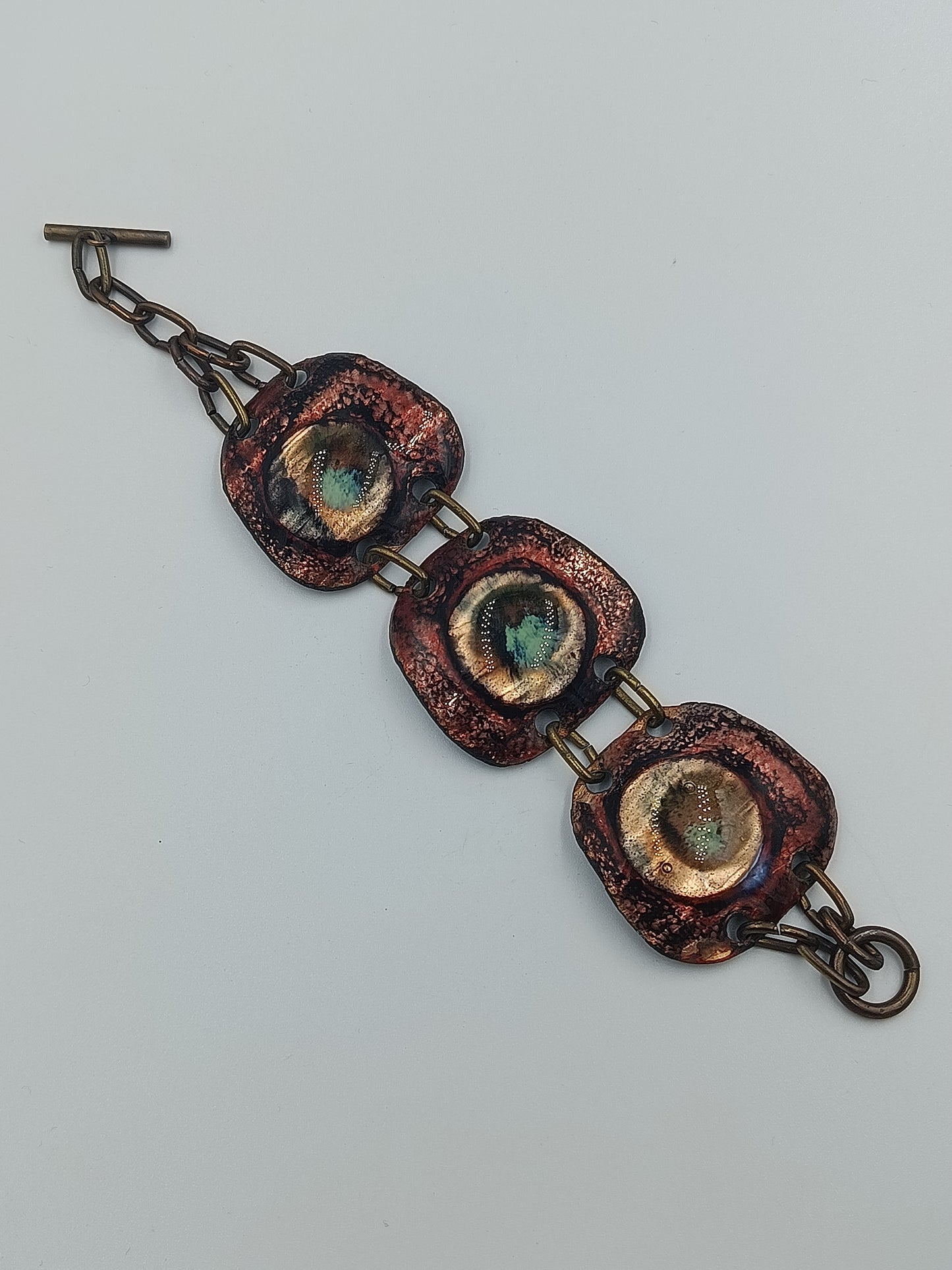 Vintage Kupferarmband mit Emaille-Elementen