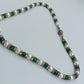 Perlenkette mit Malachit-Optik & Strass, magnetischer Verschluss