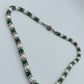 Perlenkette mit Malachit-Optik & Strass, magnetischer Verschluss