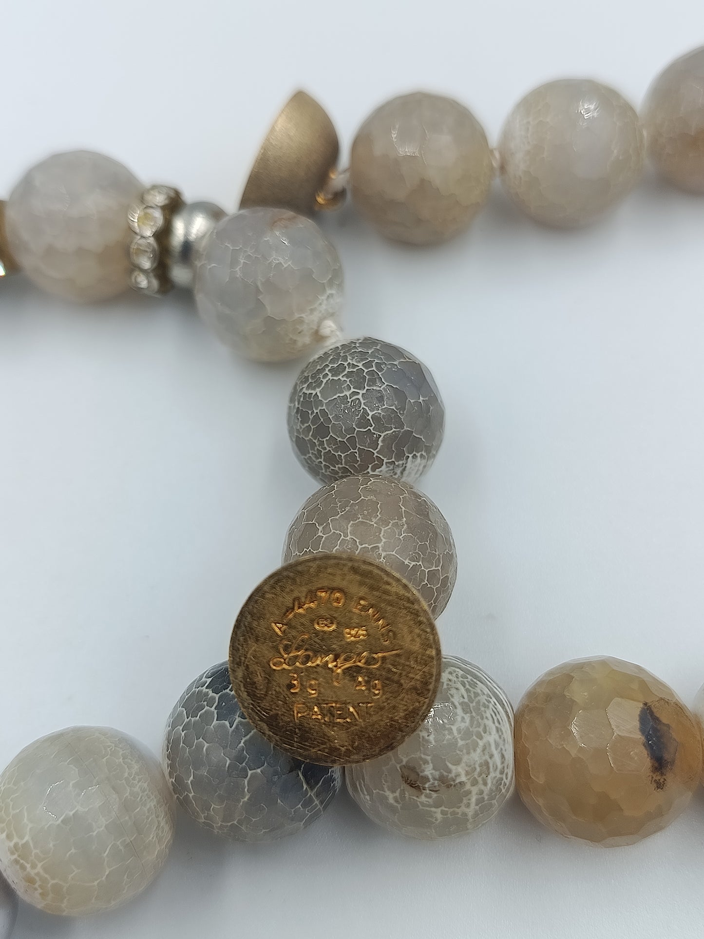 Statement-Halskette mit Achatperlen & Strass-Elementen