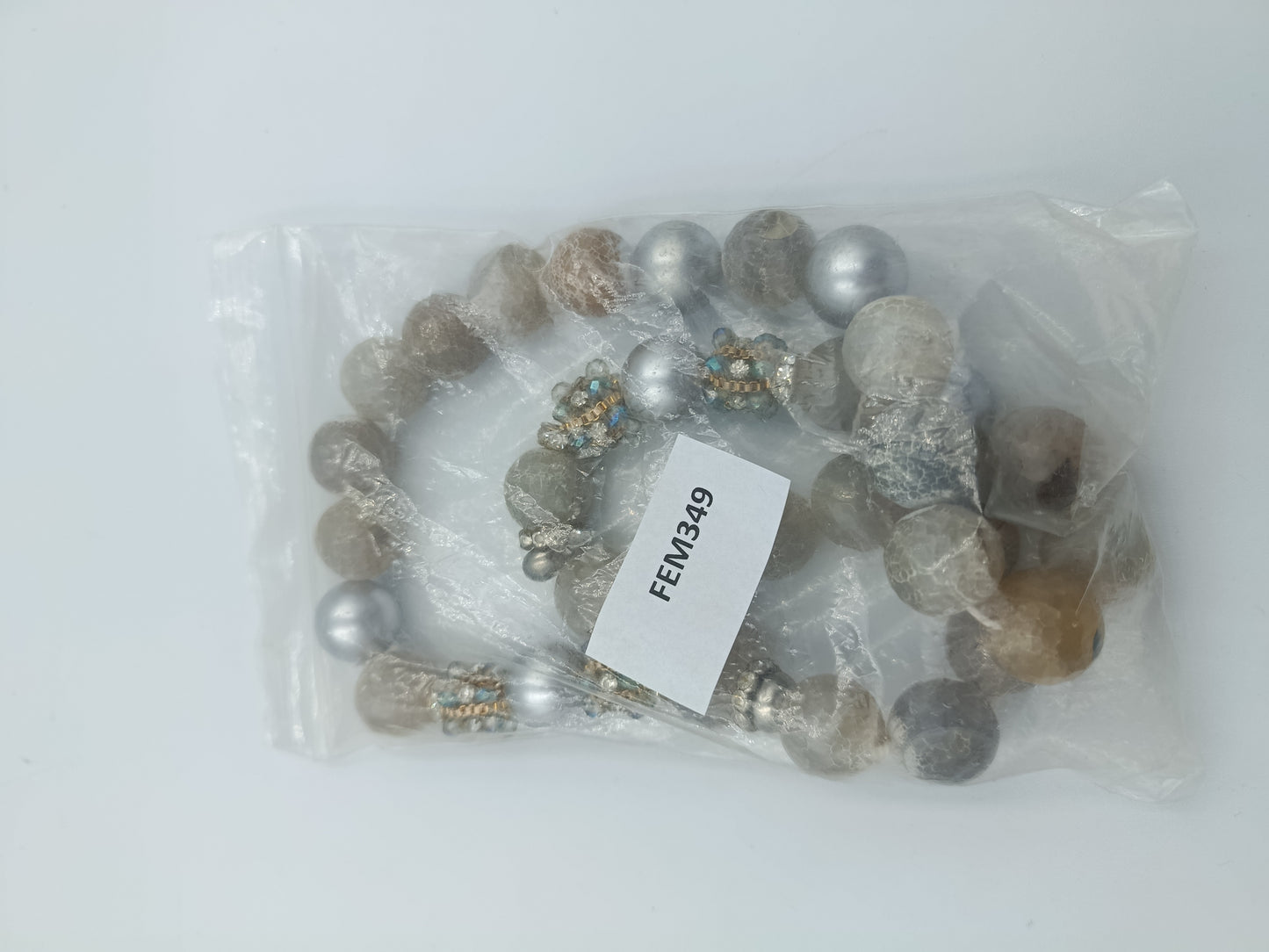 Statement-Halskette mit Achatperlen & Strass-Elementen