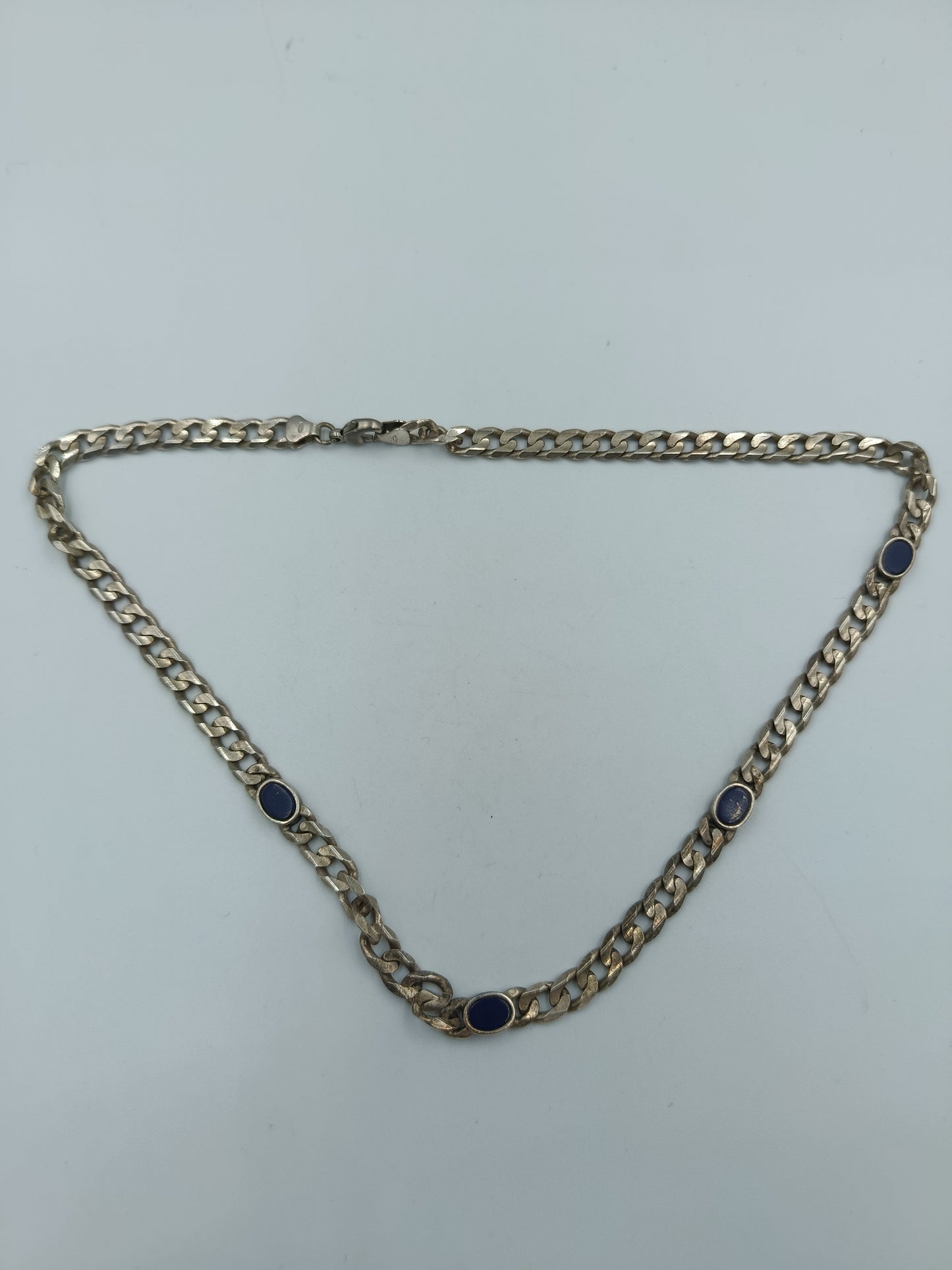 925 Silberkette mit blauen Steinen