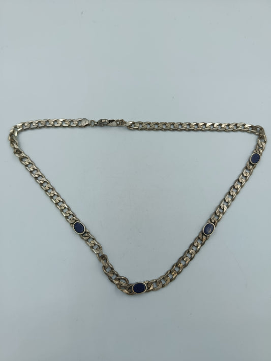 925 Silberkette mit blauen Steinen