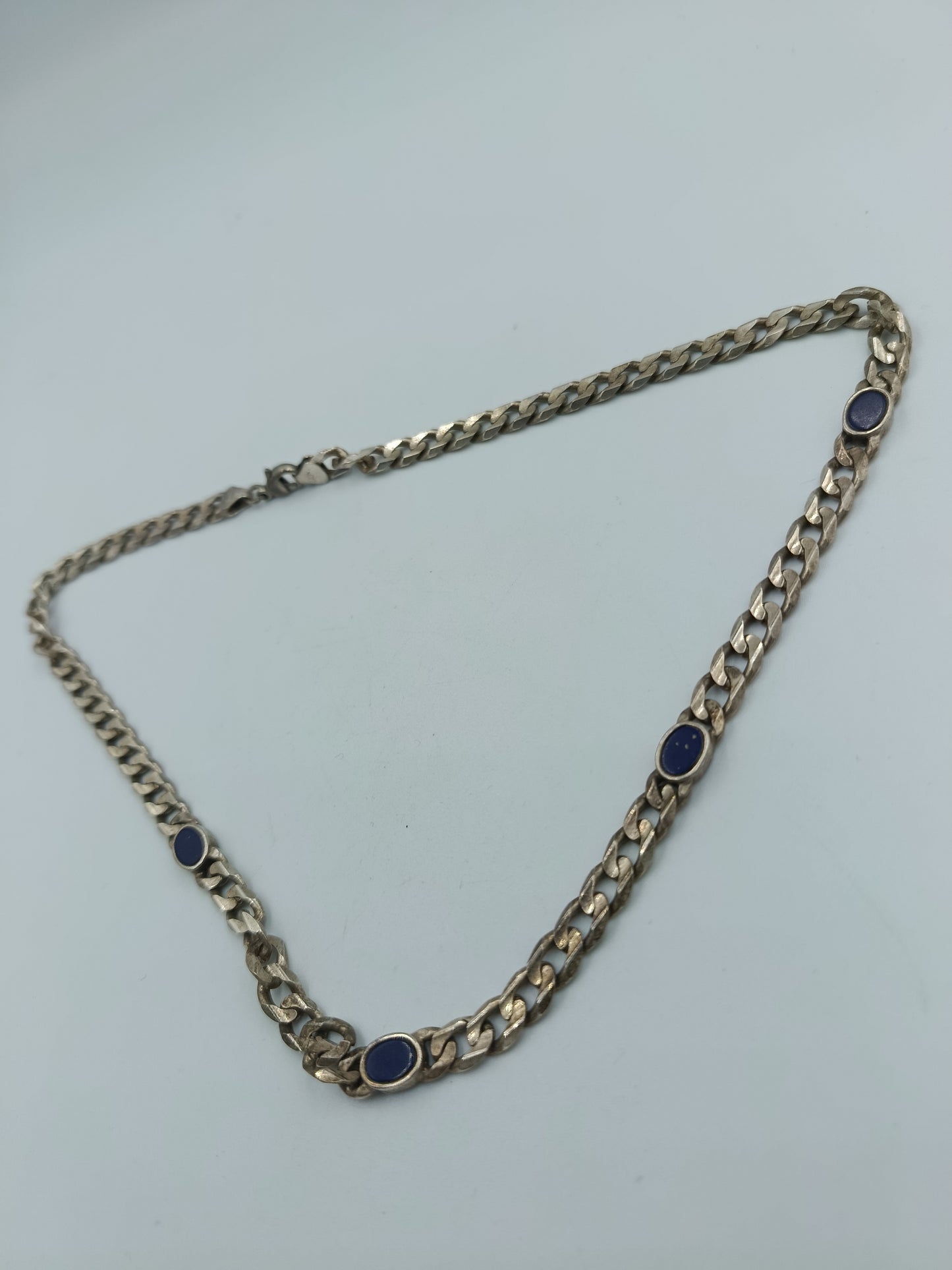 925 Silberkette mit blauen Steinen