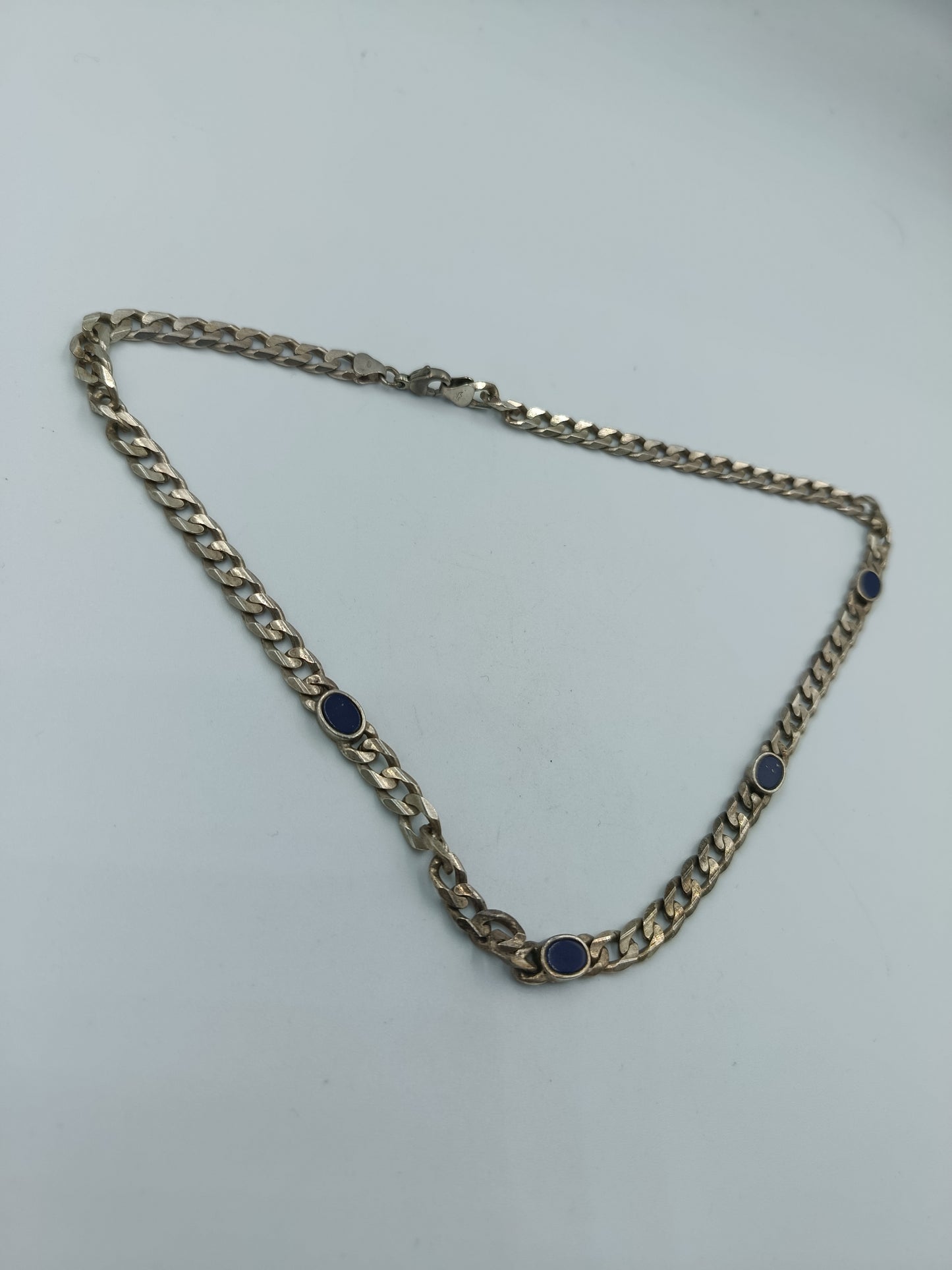 925 Silberkette mit blauen Steinen