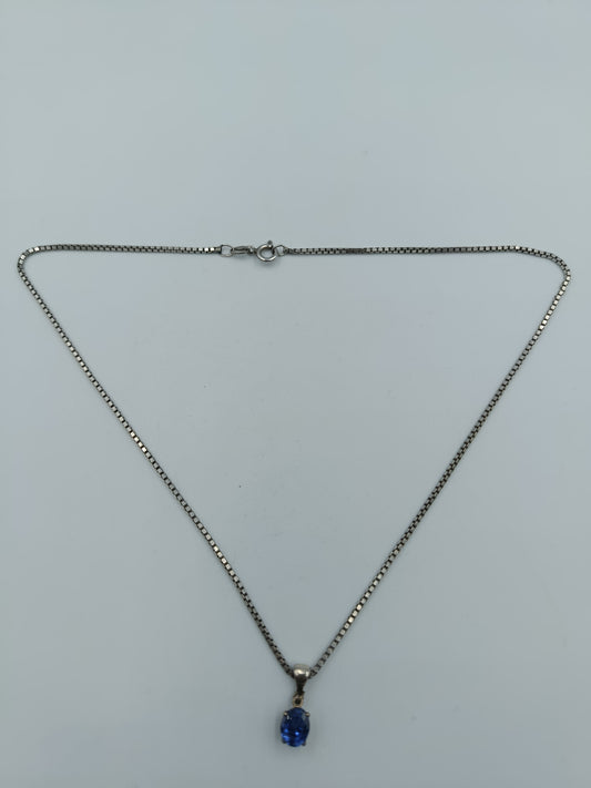 925 Silberkette mit blauem Anhänger