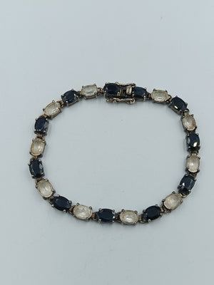 925 Silber Armband mit dunklen & hellen Schmucksteinen