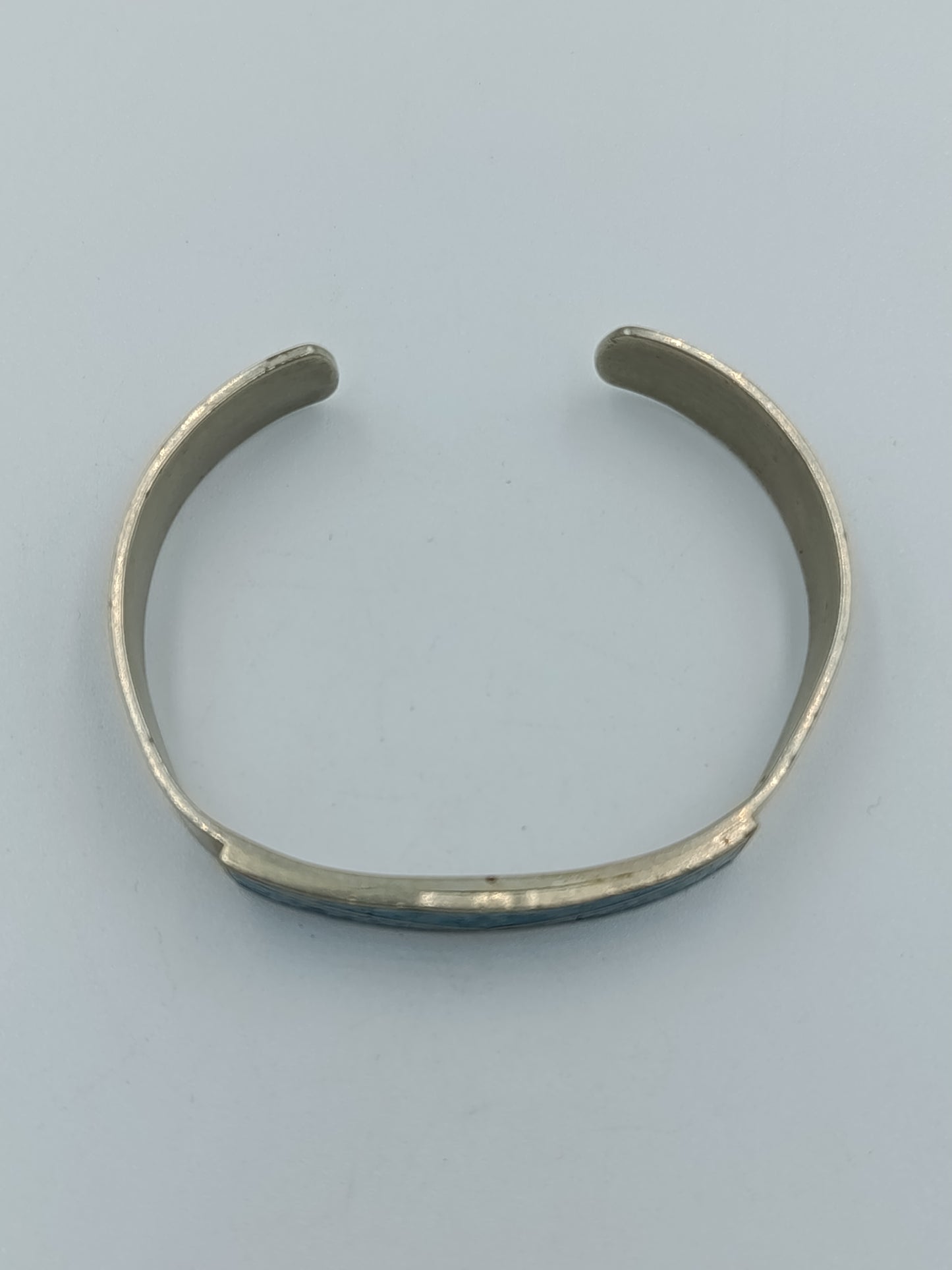 Versilberter Armreif mit Türkis-Einlage, Mexico Stempel